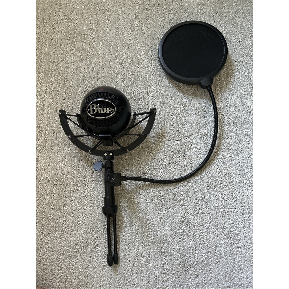 Blue Snowball iCE USB Microphone Black w/ Knox Gear Pop Filter-Tested